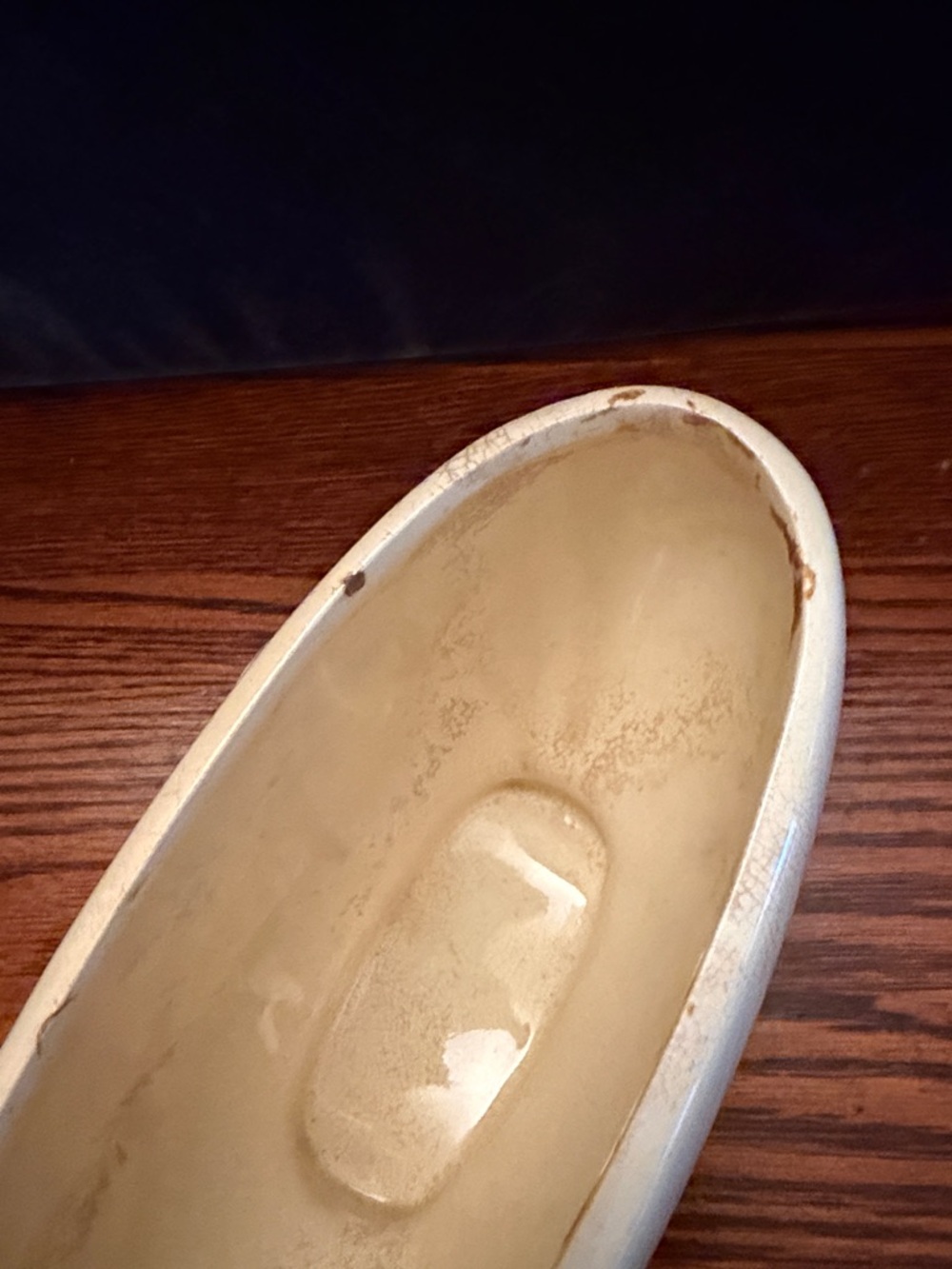 Ceramic Ivy-Leaf Footed Planter Bowl - Cream with Green - Picture 9 of 14